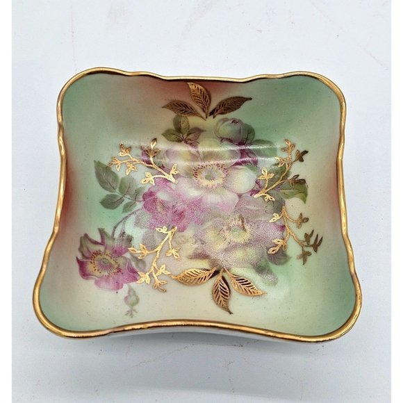 Vintage House of Goebel Bavaria W. Germany 'Wild Rose Blush' Gold Trim Dish #22 - Picture 1 of 7